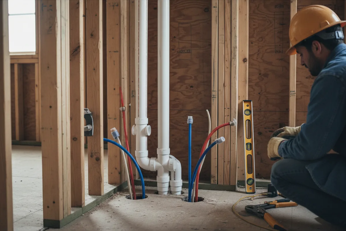 Drain and supply rough-in during Toilet Repair and Installation in Plummer