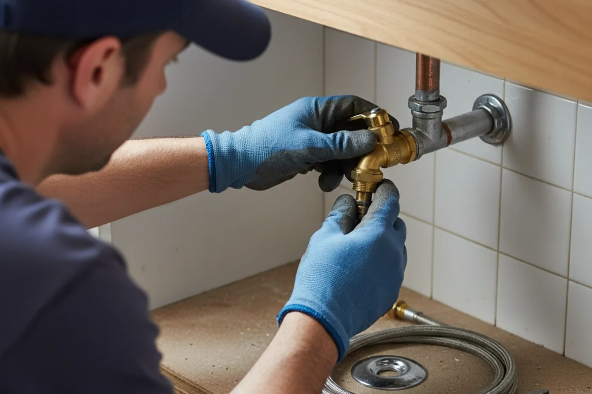 Shutoff valve and fitting work during Faucet and Fixture Repair in Plummer
